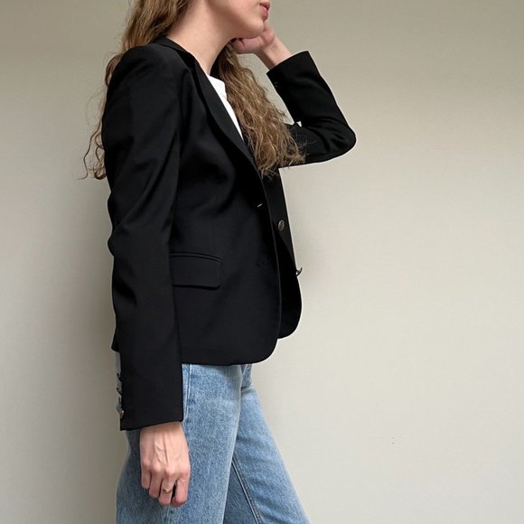 Talula / Artizia Vintage Black Cropped Fitted Button-front Blazer size 6 - Picture 4 of 8